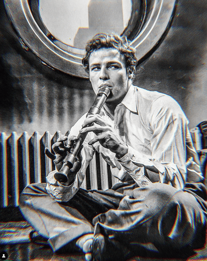 A 24 year old Marlon Brando playing the recorder