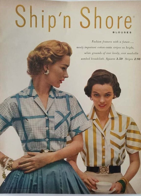 1954 women's Ship n Shore cotton satin blouse vintage fashion ad - Picture 1 of 1