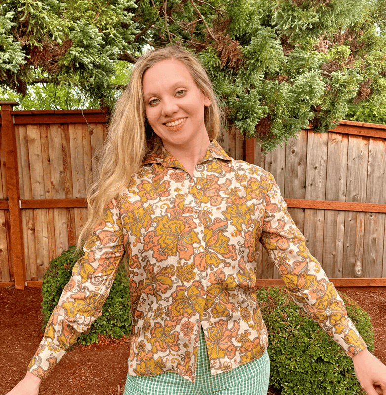 Vtg 1950's LIBERTY OF LONDON Silk Button Front Blouse, Liberty Print Shirt B38 - Picture 1 of 7