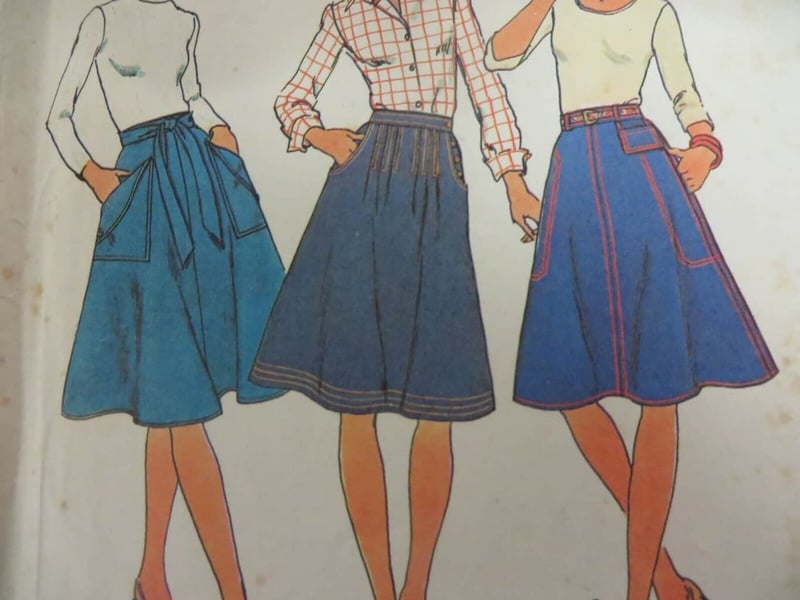 Vintage 70's Simplicity 7189 TOP-STITCHED WRAP SKIRT Sewing Pattern Women Sz 12 - Picture 1 of 7