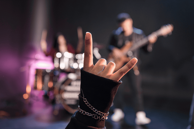 A rock music hand in the air.