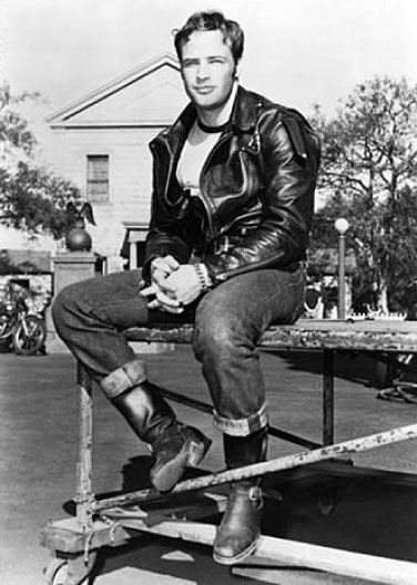 Marlon Brando wearing motorcycle boots.